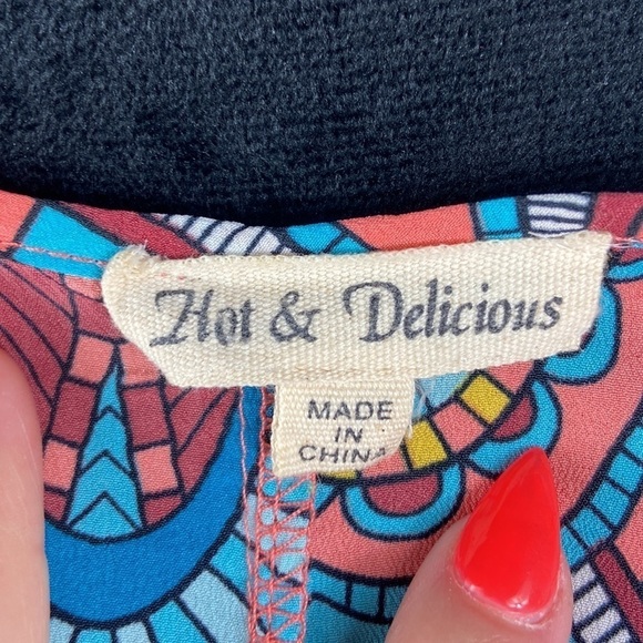 Hot & Delicious Coral Sheer Dress with Pattern - Picture 7 of 7